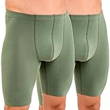 HERMKO 8955 2er Pack Herren Longpant aus Baumwolle/Elastan, Größe:D 6 = EU L, Farbe:Olive