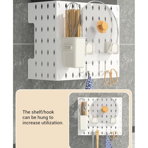 Kit de Panel Perforado Adhesivo Blanco Modular para Colgar Utensilios 5