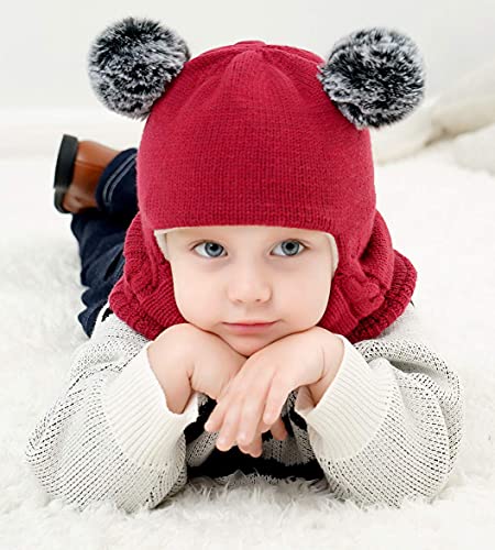 Image of Baby Girls Boys Winter Hat Scarf Kids Earflap Hood Scarves