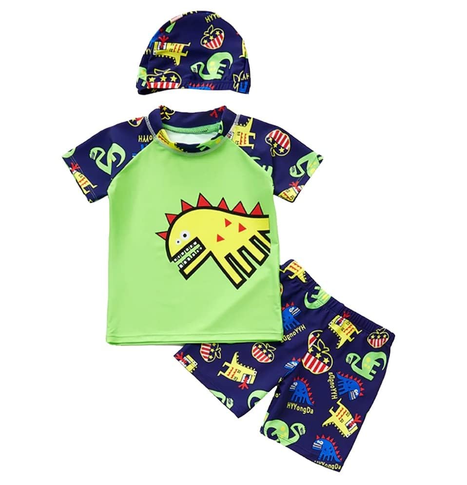 Image of Bubble Berry Swimming Costume for Boys I T-Shirt Shorts and Cap Three-Piece Swimsuit