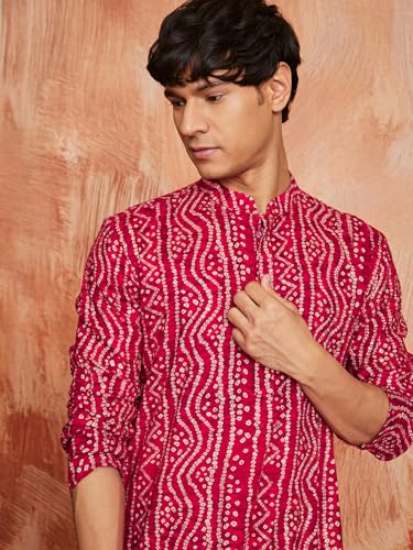 Image of VASTRAMAY Men's Bandhani Rayon Kurta & Patiyala Set
