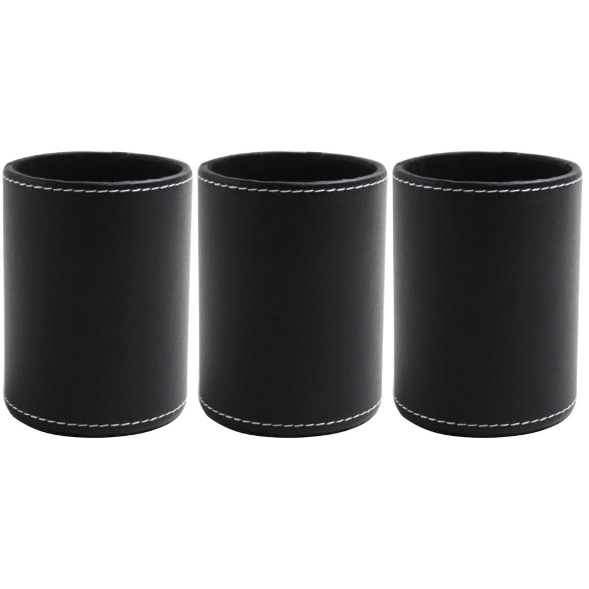 Didiseaon 3pezzi Porta Penne Tondo Pu Leather Nero Contenitore Per Pennelli Trucco e Articoli Da Scrivania Design Pratico e Resistente Per Casa e Ufficio Organizzatore Desktop Elegante e