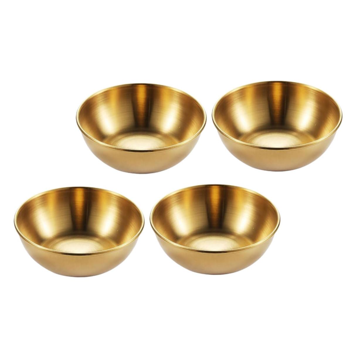 TIDTALEO 4pcs Golden Sauce Dish Stainless Steel Plate Ramekins Sauce Cups Mini Dipping Plates Stainless Steel Container Seasoning Bowl Metal Mini Containers Seasoning Dish Saucer Daily Use