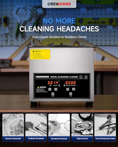 Creworks DUCM10300 3L Digital Ultrasonic Cleaning Machine With Heater And Timer, 120W Stainless Steel Ultrasonic Cleaner Machine thumb #1