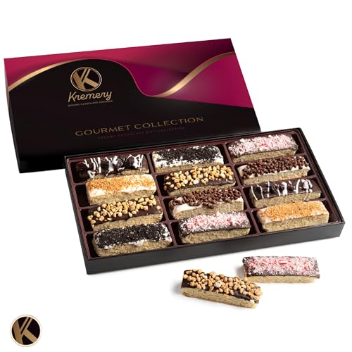 KREMERY-Creamy-Chocolate-Cravings-Thanksgiving-Holiday-Christmas-Chocolate-Covered-Biscotti-Cookies-Gift-Basket-12-Count-Xmas-Birthday-Sweet-Treats-Assorted-Candy-Toppings-Kosher-Parve
