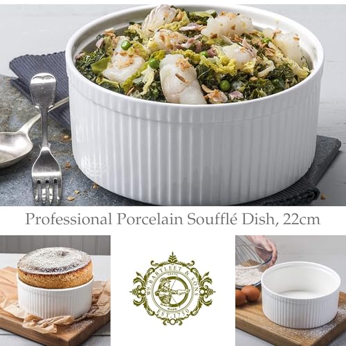 WM Bartleet & Sons 1750 T179 Traditional Porcelain Professional Soufflé Dish, 22cm Diameter, 2.5 LTR Capacity – White - Image 3