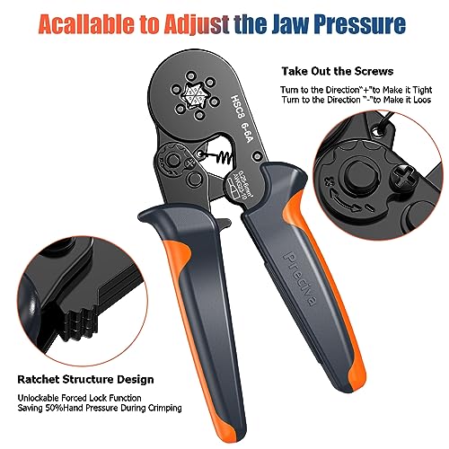 Preciva Ferrule Crimping Tool Kit with 1900PCS Wire Connectors, Hexagonal AWG23-10 Sawtooth Self-Adjustable Ratchet Wire Terminals Crimper Kit by Preciva - Image 6
