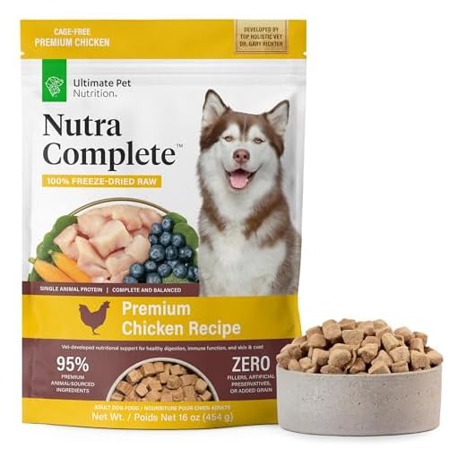 ULTIMATE PET NUTRITION Nutra Complete Freeze Dried Raw Dog Food, Veterinarian Formulated with Antioxidants, Prebiotics & Amino Acids (1 Pound, Chicken)