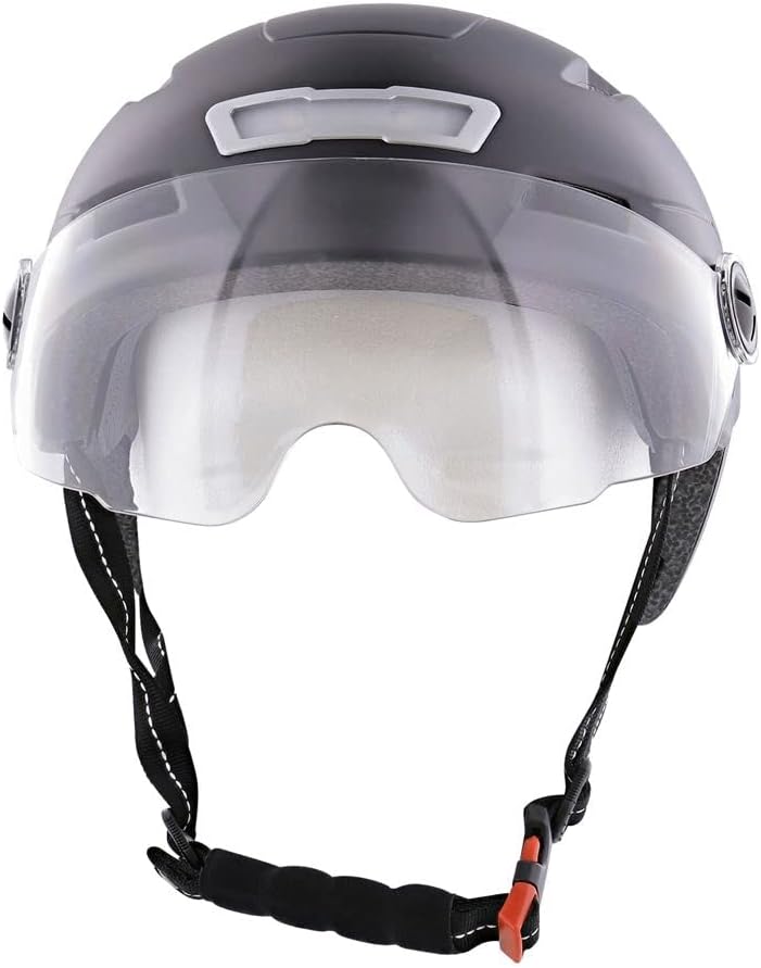 Side view of the T'nB Urban MOOV LED Protection Helmet with clear visor down.