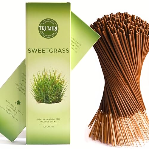 Sweetgrass Incense Sticks - Pack of 100 Inscents-Sticks - Made with Non Toxic Insence Ingredients - Scented Incienso Spiritual Insense Natural Agarbatti Incents