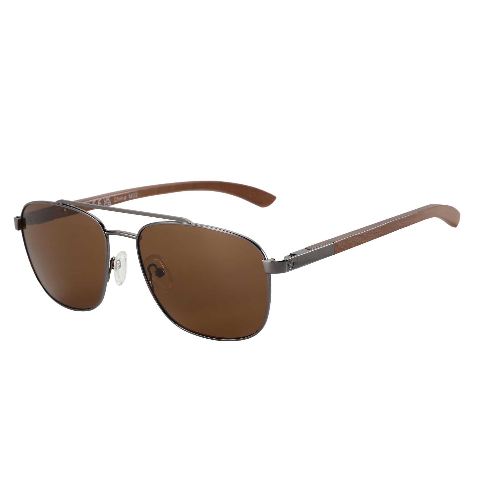 ZENOTTIC Sonnenbrille Herren Damen Polarisiert Pilotenbrille Retro Holz Und Metall Material UV 400-Schutz