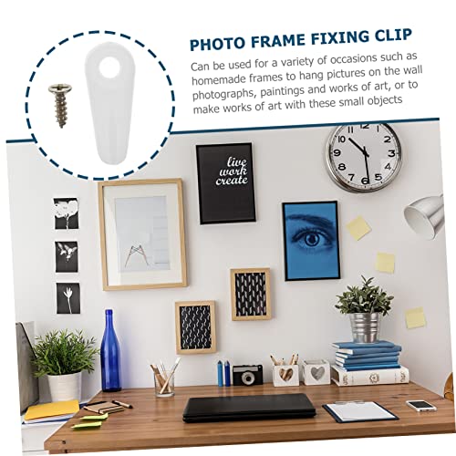 Image of Generic Wall Mount Picture Hanging Hardware 100pcs Plastic Tablet Back Plate 24x10mm White Frame Supplies