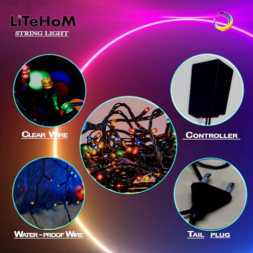 Image of Litehom LED Strip Lights - 8 Meter Waterproof & Flexible Copper LED Serial String Lights with 8 Modes Changing Controller - Ideal for Home Decoration, Diwali, and Christmas (25 Meter, 3)