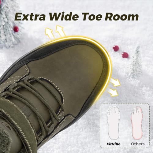 Image of FitVille Wide Width Mens Winter Boots Fur Lined Extra Wide Snow Boot Lightweight Non Slip Outdoor Mens Diabetic Shoes for Flat Feet