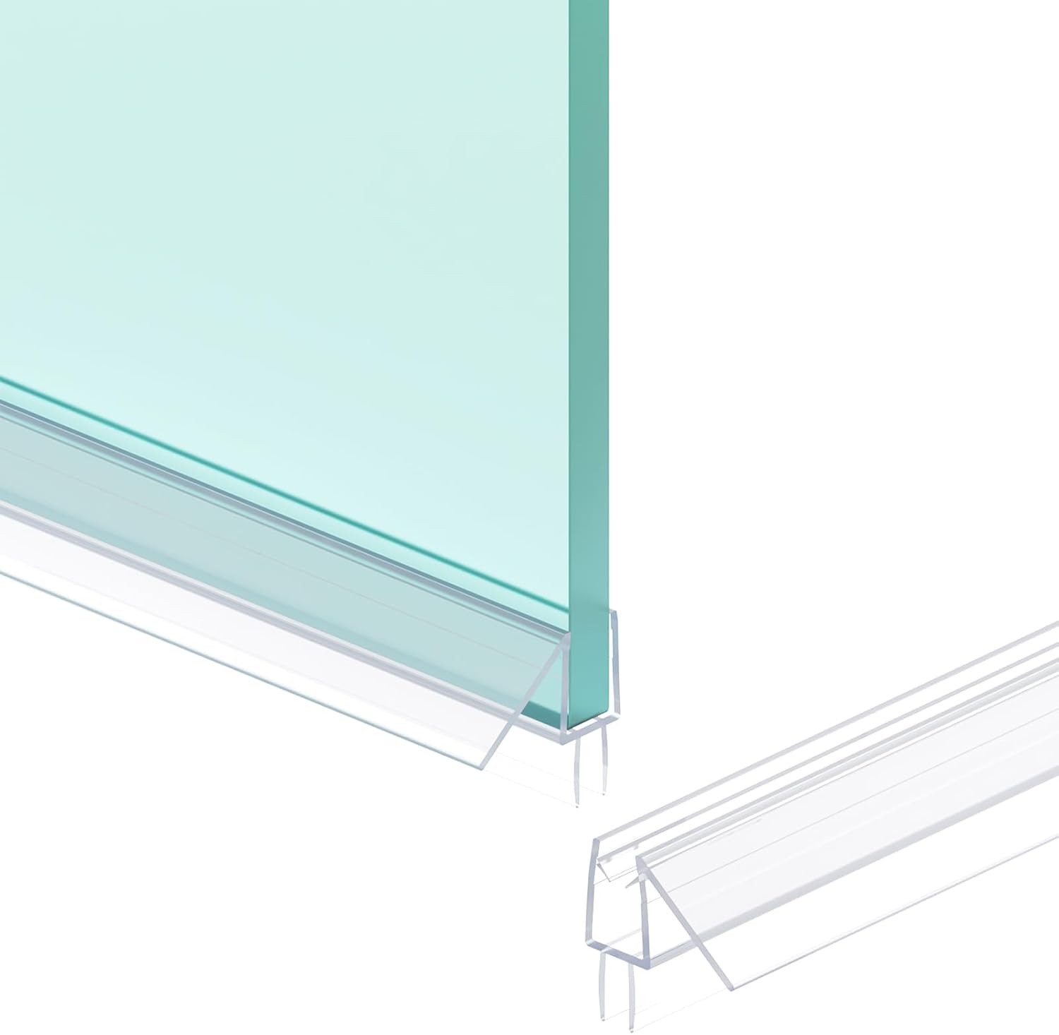 Shower Door Bottom Seal Strip, 2PCS Seal Strip, Ultra Clear PVC, 36" Length, Fits 6mm Thick Glass, Prevents Leaks, Easy Installation, No Adhesive Required (Ultra Clear, 36in for 1/4"(6mm) Door) Ultra Clear 36in for 1/4"(6mm) Door