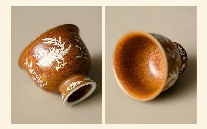 Chinese retro high footed tea cup Bluebird tea cup