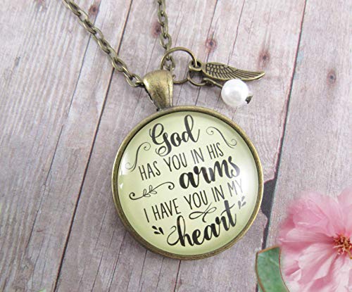 Gutsy Goodness 24" God Has You in His Arms Memorial Necklace Jewelry Angel Wing Charm