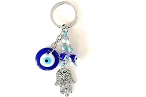 Exquisite Turkish Decor: Evil Eye Keychain and Hand of Fatima Alloy Pendant