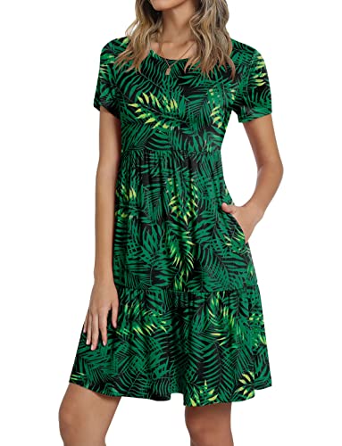Image of TAOHUADAO 2026 Summer Dresses for Women Short Sleeve Ruffle Casual Sundress with Pockets