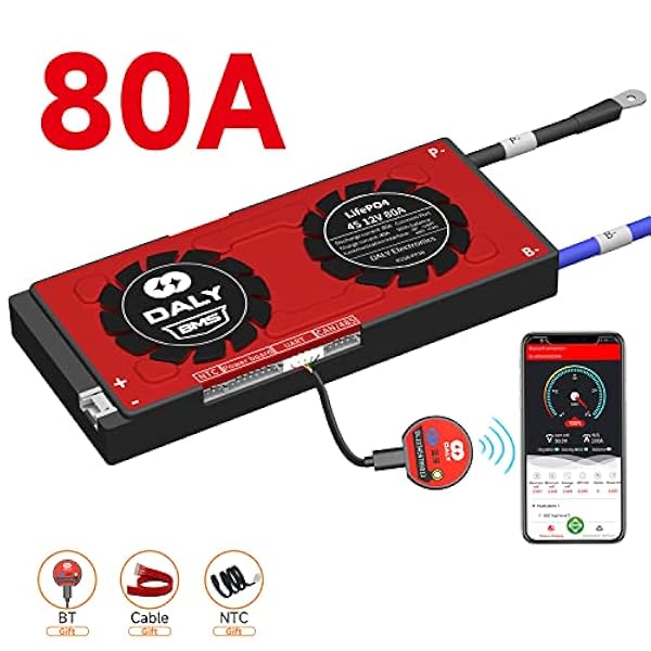 DALY Programmerbar konfigurerbar smart BMS 4S 12 V 80 A LiFePO4 batteriskyddskort med balansledningar kablar UART RS485 CAN kommunikation batteriskyddsmodul BMS för batteripaket 12 V