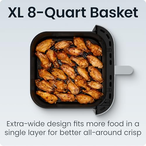 Chefman Crispinator Air Fryer 6-in-1 with 8 Qt capacity, 450°F Max Temp with TurboFry Pro Technology for Fast and Even Results, Viewing Window, Nonstick Ceramic Basket, 10-Pc Liner Starter Pack