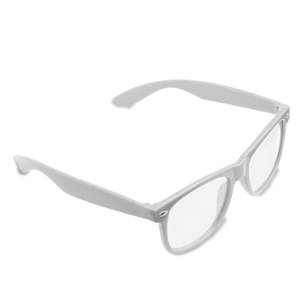 GAPlus Stylish Neon Geek Glasses Festival Fun Party wear 80's Coloured Fancy Dress Costume (White)