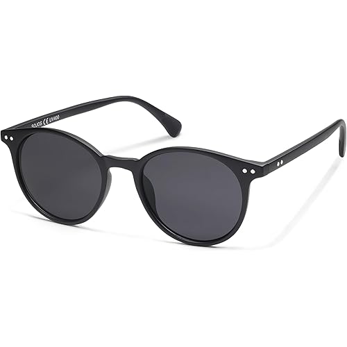 SOJOS TR90 Polarized Small Round Sunglasses for Women Men Vintage Style UV400 Lens SJTR2113