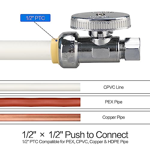 image for DkOvn Angle/Straight Stop Valve, 1/2/5/10 Pack PTC 1/2