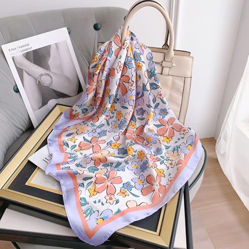 Head Scarf for Women Silk Like 27 Inch Square Hair Wrapping Bandana Scarves2