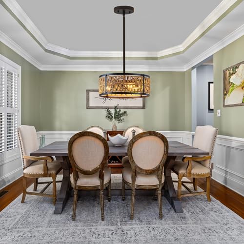 Bsyormak 3-Lights Rattan Boho Chandelier For Dining Room Drum Wicker Pendant Light Fixtures Hanging Woven Coastal Ceiling Light For Farmhouse Kitchen Island Living Room Bedroom thumb #6