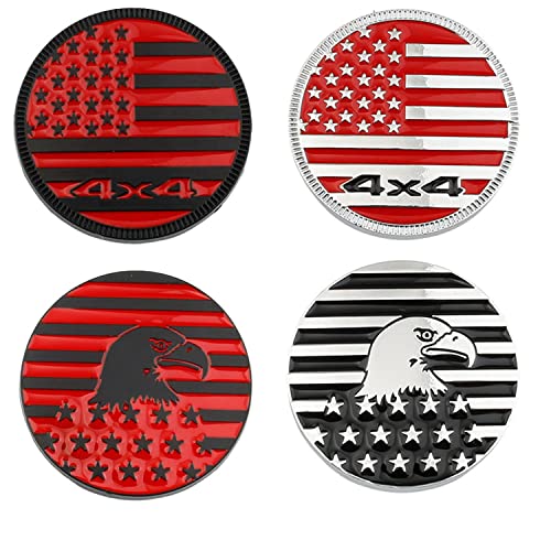 Image of CONGCONG for Jeep Emblem babge U.S. Flag Emblem 4x4 Metal Automotive Badge Specifically Designed for The Jeep Wrangler Cherokee - Stick it Anywhere(The National Flag and red)