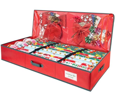 VoMii-Wrapping-Paper-Organizer-Storage40-Inch-Gift-Wrap-Organizer-Storage-Container-Holder-Underbed-Bag-With-Interior-PocketsFits-24-Rolls-of-Christmas-Wrapping-Paper-Bows-and-Ribbons VoMii Wrapping Paper Organizer Storage,40 Inch Gift Wrap Organizer Storage Container Holder Underbed Bag With Interior Pockets,Fits 24 Rolls of Christmas Wrapping Paper, Bows, and Ribbons - Image 1