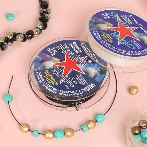 Image of Stretch Magic Elastic Beading Cord - Clear Color, 1.8mm in Diameter, 25-Meter (82 ft) - Easy to Knot, Strong & Stretchy String for Making Beaded Jewelry