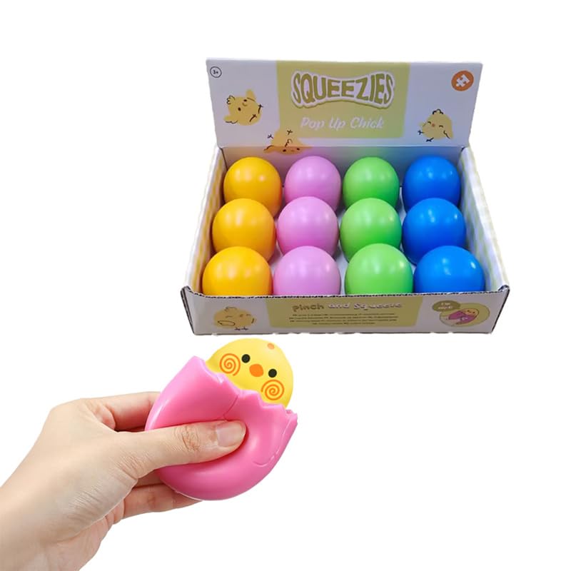 Puckator Springtime Hatching Chick & Egg Pop Out Toy, Small Funny Exam Gifts Stress Relief Balls Squishies