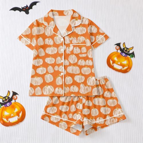 Forandiu Womens Halloween Pajama Set Funny Witch Skeleton Ghost Print Long Sleeve Sleepwear Loungewear Soft Cotton 2 Piece Pjs Plus Size Stretchy Waist Breathable Skin Friendly Weekendwear Gifts - image 6