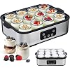 Automatic Yogurt Maker 12 180ml Jars Digital Yogurt Maker Machine Adjustable Temperature 48H Time Control for Fresh Homemade Yogurt Dessert, Led Display Multi-Function 2160ml Electric Yogurt Machine