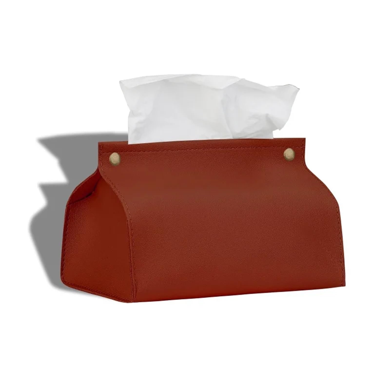 Household square tissue box， Leather Tissue Box And Napkin Holder Home Office Multicolor(Brown)