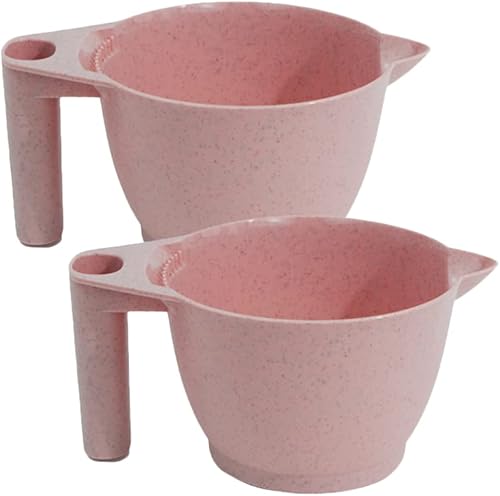 minkissy 2pcs Hair Dye Bowl Hair Color Bowls Plastic Mixing Tint Bowl Set for Home and Salon Hairdressing Uses (Pink) Hair Tinting Bowls