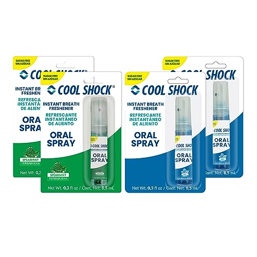 Higiene Bucal Y Dental, Personal Care Appliances Cool Shock | Combo Refrescantes de Aliento. Spray Sabor Menta y Yerbabuena. 8.5ml. Sin Azúcar.Larga Sensación de Frescura. Caja 4 pz