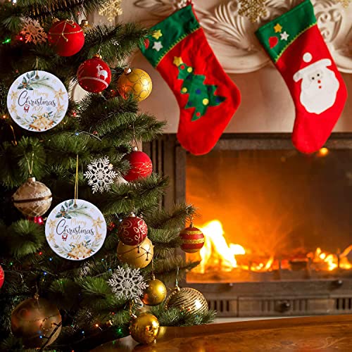 2 Packs 2022 Delucky Christmas Ornaments, Double-Sided Ceramics Ornaments, Funny Commemorative Ornaments & Gift, Christmas Tree Decorations, Merry Xmas For Family & Friends, 2 Packs #TOP3