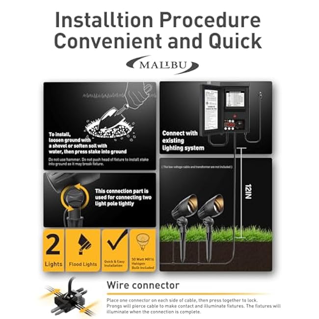 MALIBU Landscape Lighting Spotlight Floodlight 50W Warm White 8301-9601