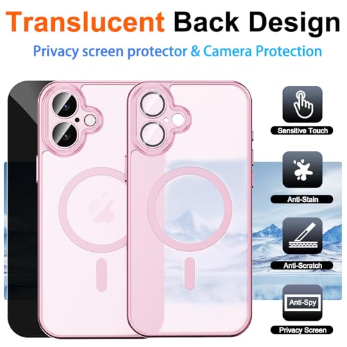 Image of Magnetic for iPhone 17 Case with Privacy Screen Protector, Pink