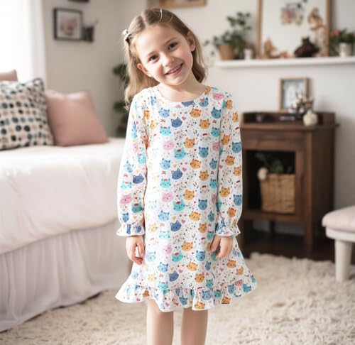 Tkria Girls Night Dress Dress Toddler Long Sleeves Butterfly Pajamas For Kids Princess Sleepwear Pjs Sleep Shirts 2-10T4