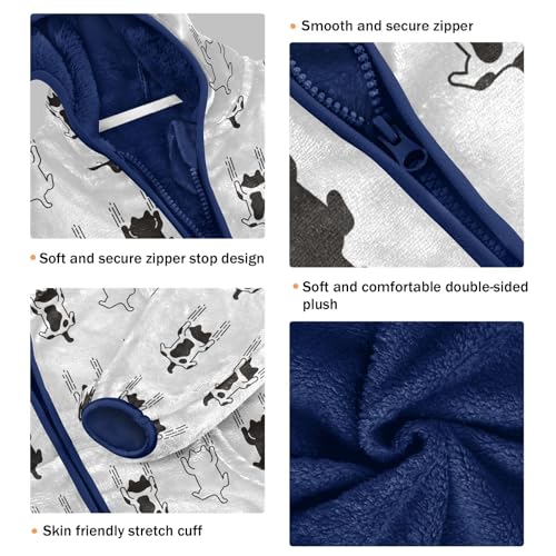 Black Kitten Scratch Hanging Calico Girls Fleece Jacket Girls Fall Jacket Girls Zip Up Hoodie Girls Sherpa Jacket 2-10T3