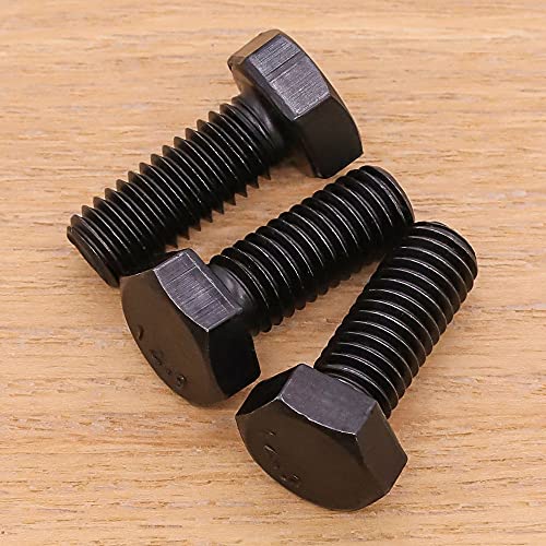 Image of M5-0.8 x 10mm Hex Bolts, High-Strength Metric Class 12.9 Steel Hex Head Screws for Valves Pumps Motors Automotive Suspension Systems, Black Oxide, Full Thread, 50-Pack