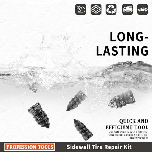 Image of Car Tire Repair Kit with 2 Tire Repair Glue,8 Tire Repair Plugs,Waterproof Tire Plug Glue for Quick Repair Tire Scuffs,Holes and Tears,Self-Service Screw in Tire Plugs for Most Cars