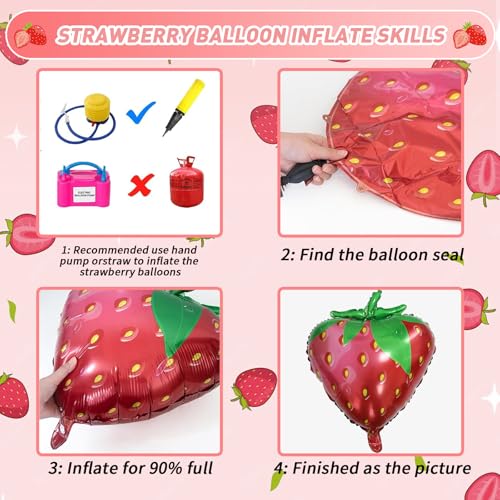 Image of JOGAMS 178Pcs Strawberry Balloon Arch Garland Kit with Pastel Orange Strawberry Foil Red Polka Dot Balloons for Berry First Sweet One Strawberry Theme Birthday Baby Shower Party Decorations for Girls