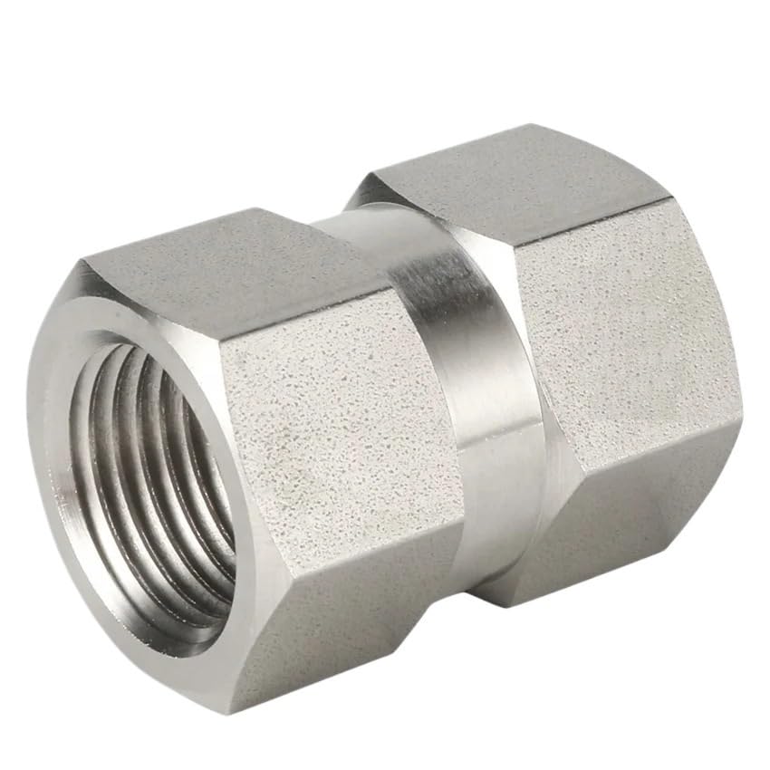 1pc Female NPT BSPT Hex Coupling 1/8" 1/4" 3/8" 1/2" 3/4" Reducer Connector 3000psig 20MPa Pipe Fitting 316 Stainless Steel(NPT (F) x NPT (F),1 in x 0.5 in) Brass Hose