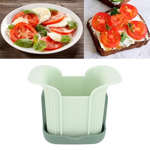 Tomato Slicing Tool with Base, Fruit Cutter, Stainless Steel Vegetable Cutting Kitchen Gadget, Portable Slicing Tool for Potato Onion Grape