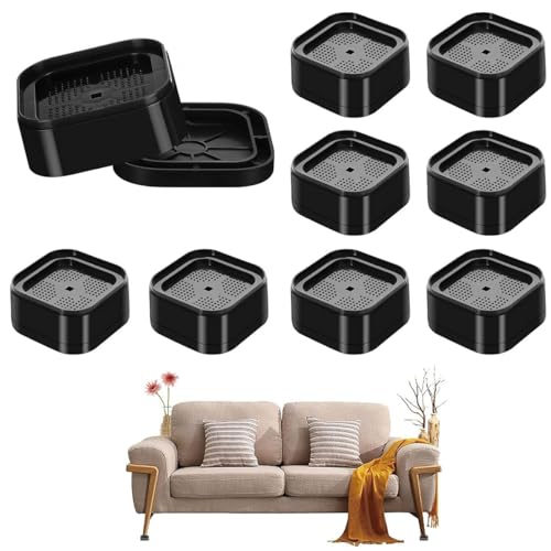 Rosqmor Elevador De Muebles 8 Piezas, Elevador Patas Mesa 3cm Altura Ajustable, Negro Cuadrado Legs Mueble Diámetros 5cm para Sofás, Mesas, Camas, Lavadoras